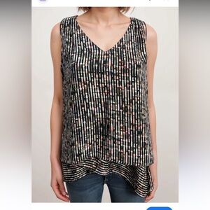 White House Black Market Women's Black and Pink Sleeveless Top